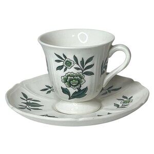 Wedgewood Barlaston Green Leaf antique Demitasse cup & saucer TK436